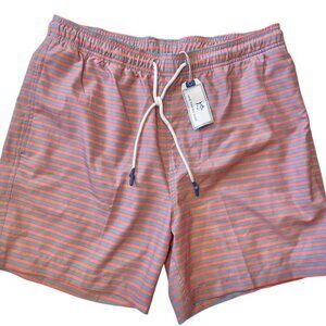 Southern Tide NEW Skipjack Georgia Peach Striped Swim Trunks Men's L